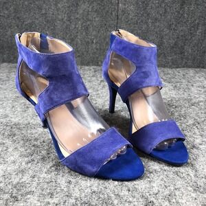 BCBG Generation Shoes Womens Size‎ 8.5 Blue Suede Dress Heels Cutout Sandals Zip